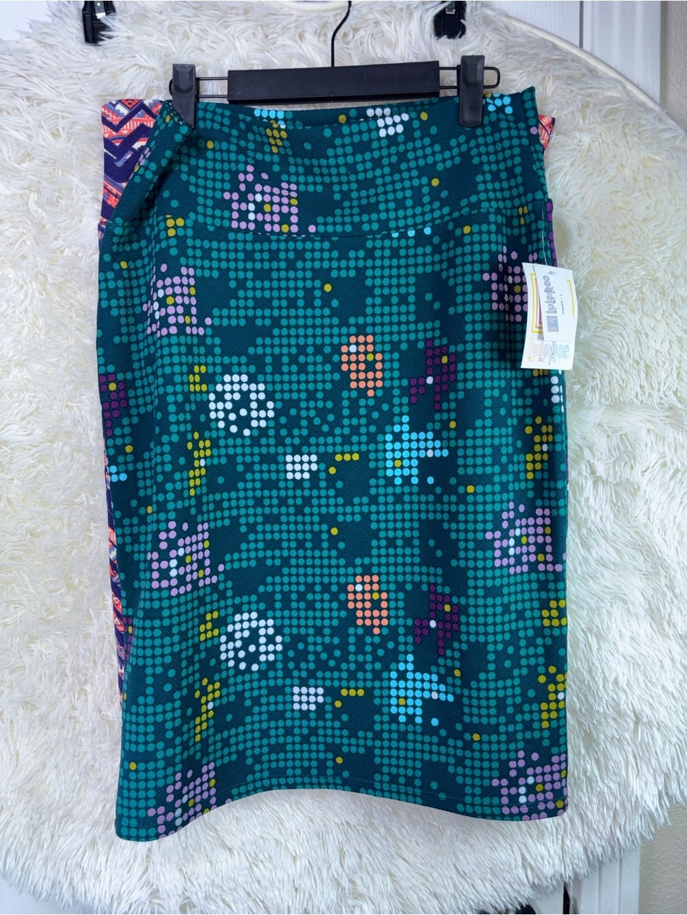 Women’s Teal Pixel Floral Pencil Skirt L NWT
